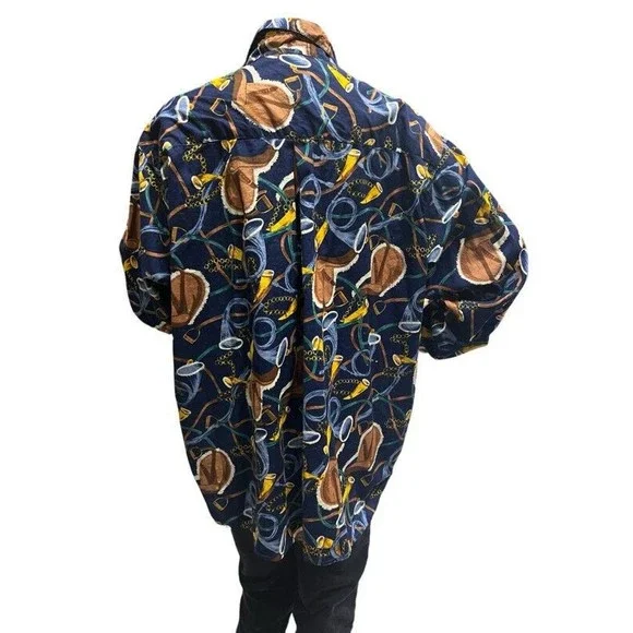 Vintage Tangibles Equestrian Rodeo Plaid Horse Saddle Button Up Shirt XL - Picture 3 of 7